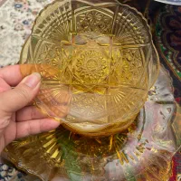 بشقاب بزرگ و شش پیش دستی عسلی رنگ|ظروف سرو و پذیرایی|تهران, شهرک محلاتی|دیوار