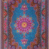 فرش دستبافت ذرع چارک تمام ابریشم تار و پود اصل قم