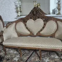 مبل ۹ نفره منبت چوب گردو|مبلمان خانگی و میز عسلی|قم, باجک سه|دیوار