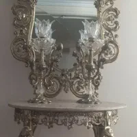 آیینه کنسول طرح برنز و ساعت ایستاده