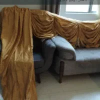 وان پرده طلایی سلطنتی کرپ گل برجسته