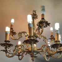 یک جفت لوستر برنج 12 و 15 شاخه اصلی در حد نو|لوستر و چراغ آویز|تهران, نیروی هوایی (پیروزی)|دیوار