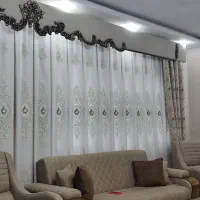 پرده سلطنتی ۷ متری و کتیبه سفید کرم در حد نو|پرده، رانر، رومیزی|رشت, فلسطین|دیوار