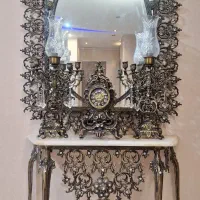 آینه شمعدان و ساعت برنز اصل