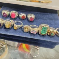 انگشتر فیروزه و عقیق  زمرد اوپال موزینایت یاقوت...