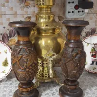 گلدان چوبی قدیمی دست ساز جفت