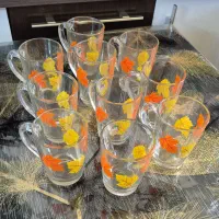 لیوان شیشه ای طرح برگ دسته دار