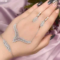 سرویس جواهر تمام نقره مدل آنیسا زنجیری عین طلا
