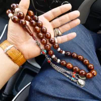 تسبیح کشکول کهنه درشت تراش نر اوماده تزینات نقره