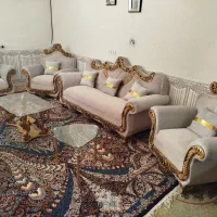مبل شزلون قلبی ۸ نفره در حد جهیزیه با میز و گلمیز|مبلمان خانگی و میز عسلی|شیراز, حافظیه|دیوار