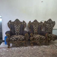 مبل استیل 7 نفره همراه جلو مبلی و ۳ عدد میز عسلی