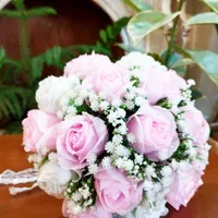 دسته گل عروس رز شکوفه|گل مصنوعی|ری, سرتخت|دیوار