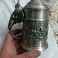 آنتیک عتیقه برنز جام در دار یا دم نوش خور دم دار