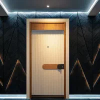 درب ضدسرقت طرح لاین سفید پنجره، نرده کد E001