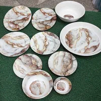 سرویس ملامین گرد*طرح سنگ *قهوه ای|ظروف سرو و پذیرایی|مشهد, کارمندان دوم|دیوار