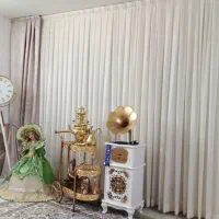 پرده حریر همراه دستک و زیرپرده ای