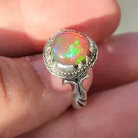 انگشتر نقره دست ساز طهران فدک سنگ اوپال|بدلیجات|تهران, نیروی هوایی (پیروزی)|دیوار