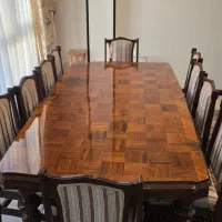 میز نهارخوری ۱۰ نفره چوب گردو با صندلی