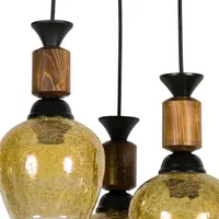 لوستر سه شاخه چوب و فلز|لوستر و چراغ آویز|کرمانشاه, |دیوار