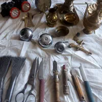 سماور برنجی وسیله قدیمی|کلکسیون اشیاء عتیقه|گلپایگان, |دیوار