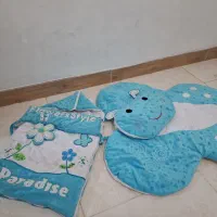 ست لحاف و تشک و قنداق نوزاد آبی پسرانه نو نو