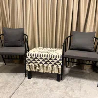 صندلی بدنه فلز و روکش پارچه همرا با کوسن|صندلی و نیمکت|کیش, |دیوار