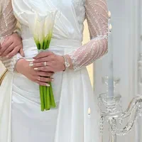 لباس عروس مناسب عقد و نامزدی جنس ساتن و سنگ