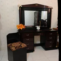تخت۲ نفره، آیینه دارور و پاتختی + تشک و ست لحاف|تخت و سرویس خواب|جم, |دیوار