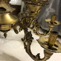 دو عدد لوستر ۱۶ شاخه برنز اصل قدیمی|لوستر و چراغ آویز|دامغان, |دیوار