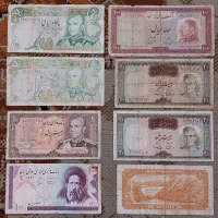 ۳۴ عدد اسکناس شاهی و اوایل جمهوری|کلکسیون سکه، تمبر، اسکناس|کرج, گلشهر|دیوار