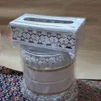 سطل آشغال و جا دستمالی فلزی