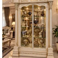 بوفه ویترین بزرگ چوب راش اصل طرح سلطنتی