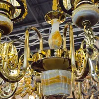 لوستر فلزی رزگلد با سنگ طبیعی طوسی|لوستر و چراغ آویز|اصفهان, رسالت|دیوار