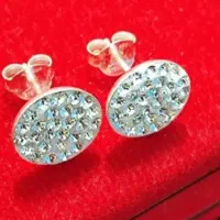 گوشواره نقره ماه کامل فول نگین خیلی زیبا نو|بدلیجات|همدان, |دیوار