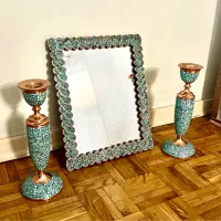 آینه شمعدون فیروزه و مس مناسب برای عروس