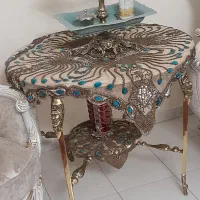 میز گرد دوطبقه برنزی سنگین