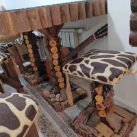 میز نهارخوری مدل چوبی روستیک طرح جنگلی ۶ نفره|میز و صندلی غذاخوری|تهران, مجیدیه|دیوار