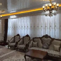 پرده پذیرایی حریر گل برجسته ترک و پنل مخمل ترک|پرده، رانر، رومیزی|تهران, ازگل|دیوار
