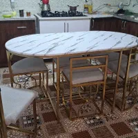 میز نهارخوری کم جا پایه استیل.|میز و صندلی غذاخوری|محمدیه-قزوین, |دیوار