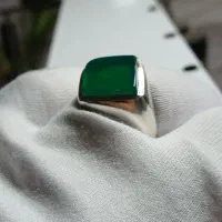 انگشتر  نقره اسپرت عقیق سبز