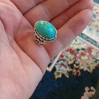 انگشتر نقره با سنگ فیروزه اصل|جواهرات|لنجان, |دیوار