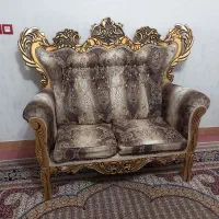 مبل سلطنتی چوبی با یک عسلی کوچک و یک عسلی بزرگ|مبلمان خانگی و میز عسلی|مشگین شهر, |دیوار