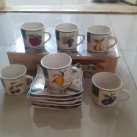 ست فنجون نلبکی قهوه خوری شش تایی نو نو با کارتن