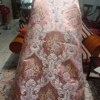 دوعدد پنل پرده نو ساتن طلا کوب|پرده، رانر، رومیزی|تهران, نیلوفر|دیوار