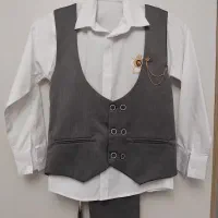 جلیقه شلوار طوسی و پیراهن پسرانه