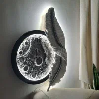 تابلو و ساعت ماه و پر نورانی با قاب و نور مخفی|ساعت دیواری و تزئینی|تهران, تهرانسر شرقی|دیوار