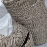 سبد رخت و سطل و جادستمال حصیری دستبافت