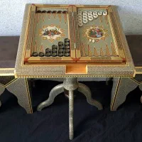 تخته نرد و شطرنج خاتم کاری( میز و صندلی) (مربع)