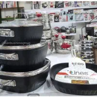 سرویس جهزیه قابلمه هفت پارچه گرانیت مربع لاینز ترک