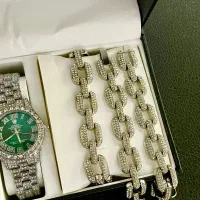 ست ساعت و اکسسوری فول نگین رولکس تقویم دار|ساعت|تهران, نازی‌آباد|دیوار